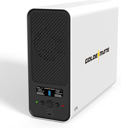 1500VA/1000W Lithium UPS Battery Backup & Surge Protector, White | Pure Sine Wave, 8 Outlets & 2 USB Ports, LCD