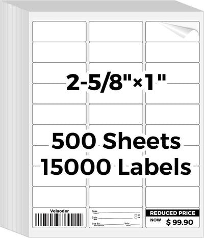 30 up 1" x 2-5/8" Shipping Address Labels for Packages (500 Sheet)