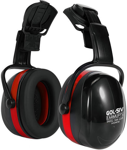 32dB Ear Muffs for Hard Hats, Safety Hearing Protection, Black | Noise reduction hearing protection. Comfortable