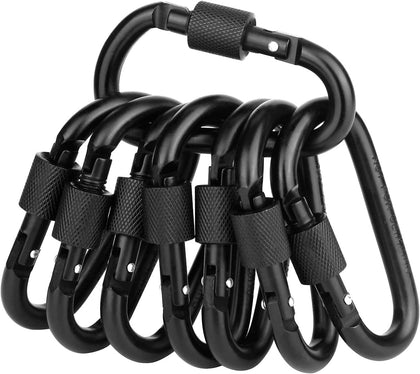 Locking Carabiner Clip, Vonpri 3 Inch D Ring Clips Spring Snap Key Chain Hook Screw Gate Aluminum Carabiners for