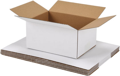 Small Shipping Boxes 8x6x4 Set of 6 | White Corrugated Cardboard, Box for Packaging Small Business Mailing Moving