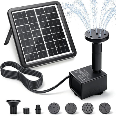 2.5W Solar Water Pump Kit Protective Shell Solar Panel Solar Fountain Pump 5 Nozzles for Outdoor Water Features Bird