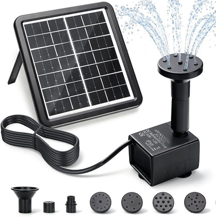 2.5W Solar Water Pump Kit Protective Shell Solar Panel Solar Fountain Pump 5 Nozzles for Outdoor Water Features Bird