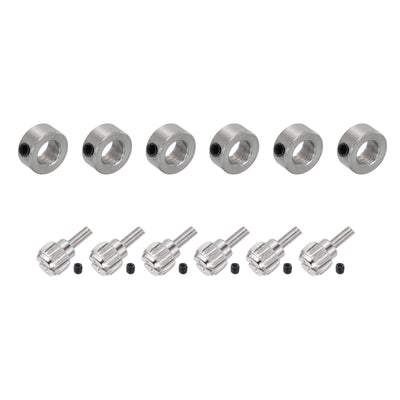 PATIKIL Set Screw Collars 5.05mm Bore 10mm OD 5mm Height Silver 12pcs