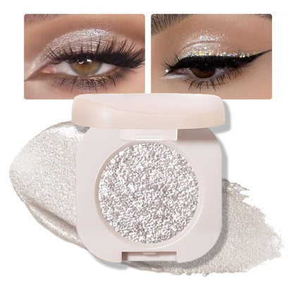 Glitter Shimmer Sparkle Eyeshadow Palette Makeup for Older Women, Silver Glitter Shimmer Metallic Holographic