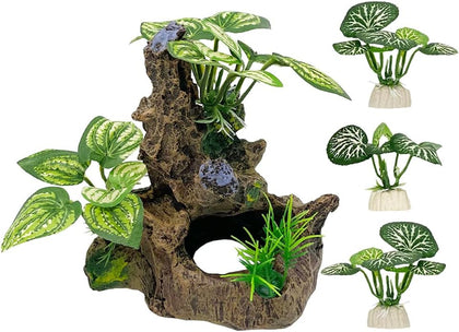 Betta Fish Tank Cave Decorations Aquarium Decoration Ornaments Accessories Betta Leaf pad Hammock (Fish Cave Toy-A)