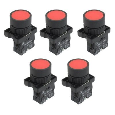 uxcell A12082000ux0371 1 NC N/C Red Sign Momentary Push Button Switch, 600V, 10 Amp, ZB2-EA42, 5pcs 22 mm