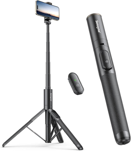 60" Phone Tripod - Selfie Stick, Lightweight All in One Phone Tripod Integrated with Wireless Remote Compatible with