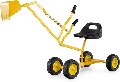 Kids Ride On Digger, 360° Seat Rotatable Excavator Crane Toy for Sand, Dirt, Snow, Heavy Duty Steel Beach Sandbox Sit