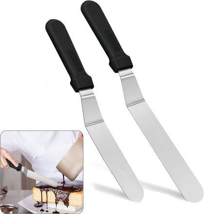 6"+8"Angled Icing Spatula, Lmoszuak Professional food grade stainless steel cake spatula,with Sturdy & Durable Handle