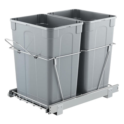 Pullout Trash Can for Kitchen Cabinets, 35 QT x2 Double Under Sink Garbage Waste Recycling Bin, Under Mount Waste
