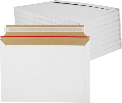 100Pcs 9 x 12 Inch Rigid Mailers Stay Flat Photo Document Mailer Self Seal Cardboard Envelops Mailers White Paper