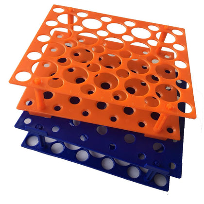 50 Well Orange /Blue Centrifuge Tube Rack for 10ml/15ml/50ml(Two Packs) (Orange/Blue)