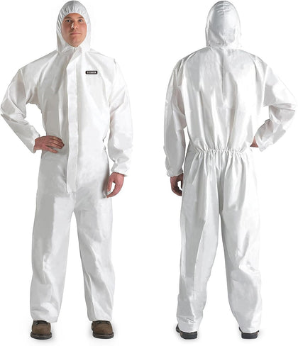 Hazmat Suit Disposable Coverall | Heavy Duty Full Body Paint Coverall & Suit in 7 Sizes - Large, White, 1