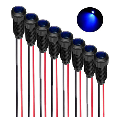 Gebildet 8pcs Blue LED Indicator Pilot Light AC/DC 12-24V Mounting Hole Size 8mm(Flame Retardant Plastic Shell)