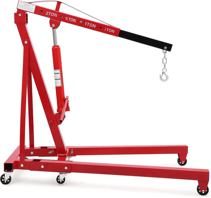 2 Ton Engine Hoist, Hydraulic Cherry Picker Engine Crane, Red