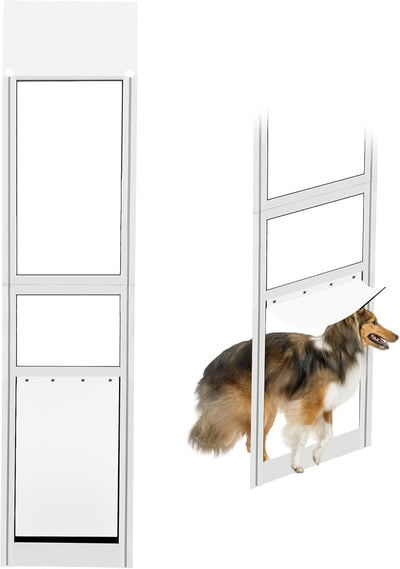 XL Dog Door for Sliding Glass Door Adjustable 75“ to 81” Slider Height,All-Metal Framed & Panel with Rotating Screws