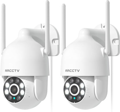 2K Security Cameras Outdoor, 360°Pan-Tilt View 2.4G/5G WiFi Security Camera with Motion Tracking, Spotlight & Siren