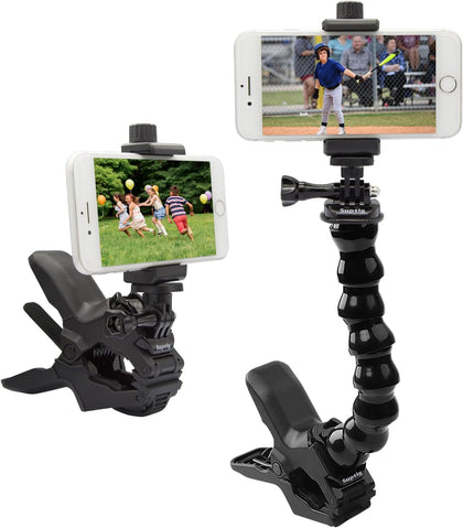 Phone Holder Desk Gooseneck Mount, Cell Phone Clamp Clip for Pole, Mount Stand, Compatible for iPhone 17 iPhone 16
