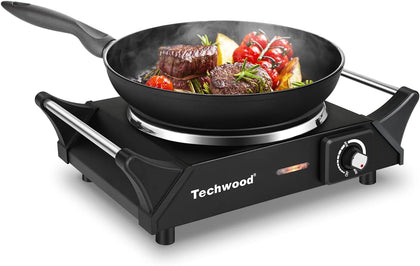 Hot Plate, Techwood Electric Stove for Cooking, 1500W Countertop Single Burner with Adjustable Temperature and