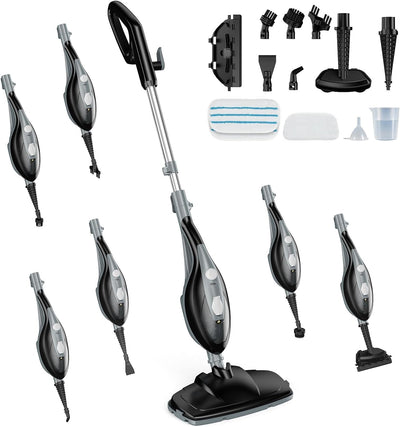 10-in-1 Multifunctional Steam Mop, 1550W Detachable Handheld Steam Cleaner, 16FT Power Cord with 2 Reusable Pads
