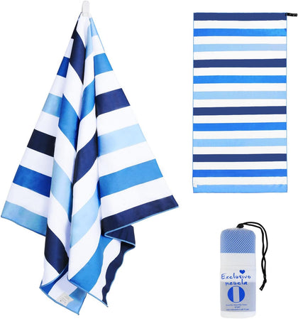Quick Dry Beach Towel, Large Lightweight Sandfree Pool Towel for Swimming Camping Travel with Bag (Blue, 30x60