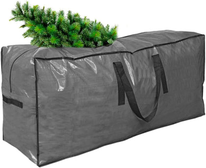 Christmas Tree Storage Bag - Tall Disassembled Holiday Tree Storage Case in Protective Zippered Gray Bag (9ft)