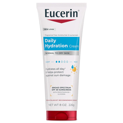 Daily Hydration Cream, Broad Spectrum SPF 30, 8 OZ | Body Cream with Glycerin and SPF 30 Sunscreen, 24-Hour Moisture