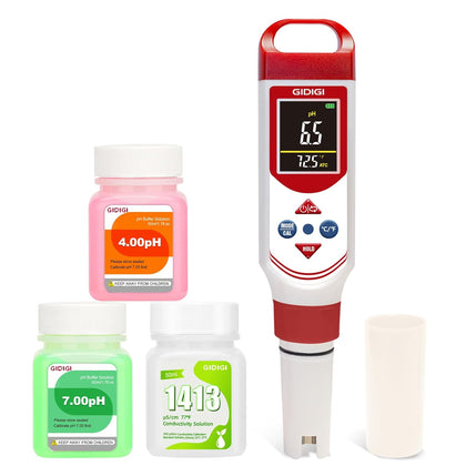 pH EC Meter for Hydroponic, Digital pH TDS EC ppm Tester | Color Screen Display, High Accuracy pH Pen Probe for