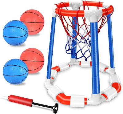 Pool Basketball Hoop Floating Set, Pool Toys and Pool Games for Kids and Adults, Durable Basketball Hoop with Balls