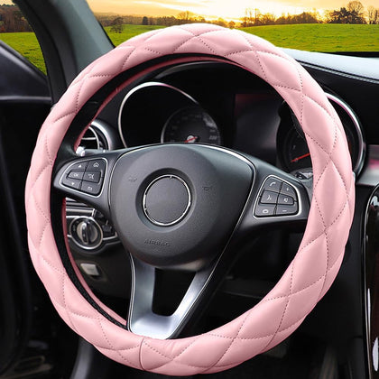 Soft Microfiber Leather Steering Wheel Cover, Universal 15 Inch for Women Girls, Fit Vehicles, Sedans, SUVs, Vans