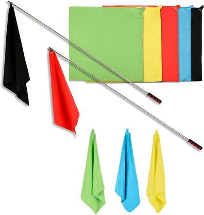 Horse Training Flag Equipment 5 Pcs with 1Pcs Telescopic Flag Pole Lunge Whip Stick for Horsemanship Supplies