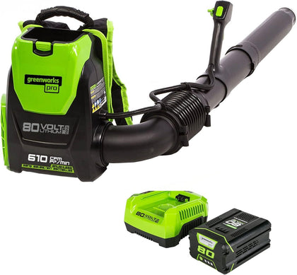 80V (180 MPH / 610 CFM / 75+ Compatible Tools) Cordless Brushless Backpack Blower, 2.5Ah Battery and Rapid Charger