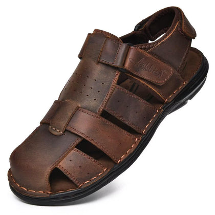 Men's Sandals, Closed Toe Leather Fisherman Outdoor Hiking Sport Shoes Summer Coffee 11