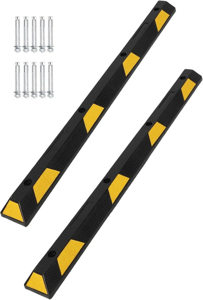 2 Pack 72" Rubber Parking Curb, Heavy Duty Parking Stopper | Durable Wheel Stoppers with Reflective Stripes Parking