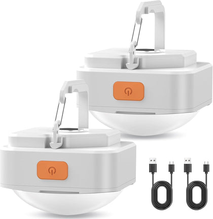 Rechargeable Camping Lights FLY2SKY 2Pcs White Tent Lights Mini Flashlight Portable LED Camping Lantern Survival Gear