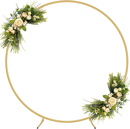 Round Backdrop Stand 6FT, Metal Balloon Arch Frame with Base for Ceremony