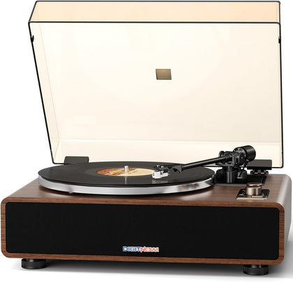 Hi-Fi Belt-Drive Vinyl Record Player with Built-in Speakers & Phono Preamp | Turntable with Magnetic