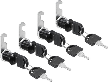 Cabinet Drawer Lock with Keys 4 Pcs 1" (25mm) Keyed Different Zinc Alloy Security Lock Cylinder Cam for Door Cupboard