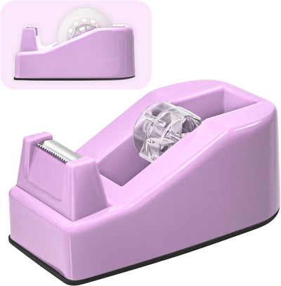 Compact Cute Desktop Tape Dispenser for Standard 3/4" Rolls, Purple