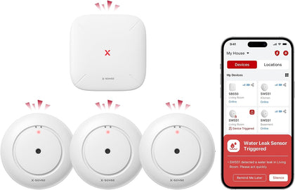 Wi-Fi Water Leak Detector Kit, 120 dB, 3 Sensors + Base, SWS54 | Real-Time Alerts, 1804 ft Range, IP66 Waterproof