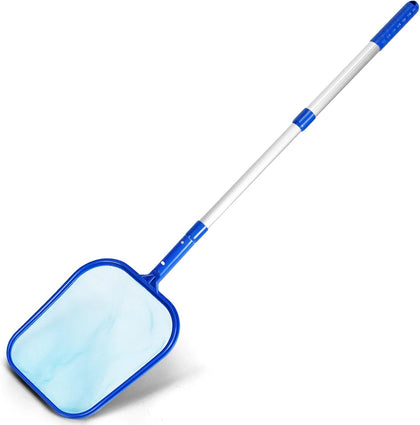 Pool Skimmer Net with Adjustable 17-40" Telescopic Pole - Fine Mesh Net - Leaf Skimmer for Cleaning Surface of