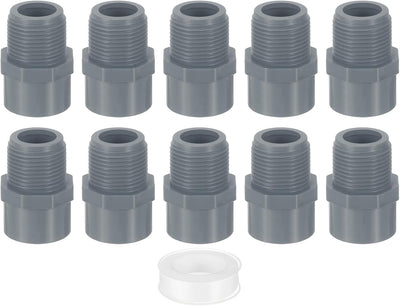 uxcell Pipe Connectors 10Pcs 3/4" 2-Way PVC with Sealant Tape