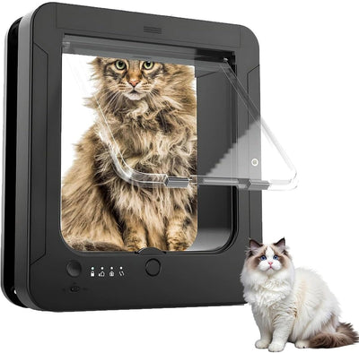 Automatic Microchip Cat Flap with Remote Control, 4-Way Locking Pet Door, Fits, Walls, and Doors - 11.73 X 10.35 for