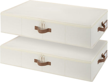 Underbed Storage Containers with Lids, 2-Pack 6" Low Profile Under Bed Organizers for Clothes, Bedding and Sweaters
