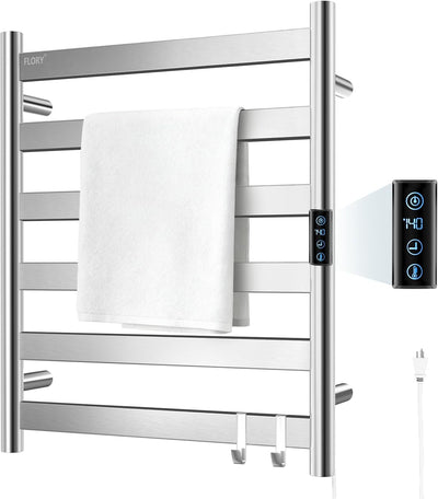 Heated Towel Rack for Bathroom, 6 Bar Wall-Mounted Towel Warmer, Electric | Wall Mounted, Smart Control Time & Temp