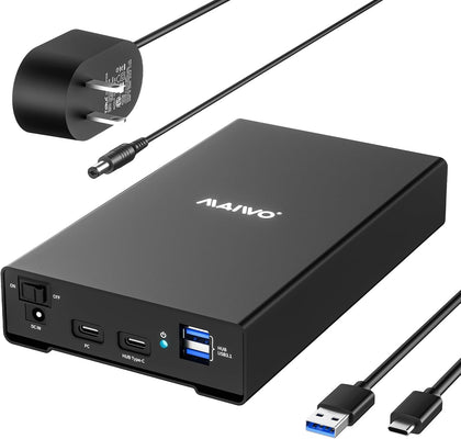 Hard Drive Enclosure for 2.5 3.5 inch SATA HDD SSD Aluminum, USB3.1 Gen2x1 10Gbps 3xUSB Ports Extension 24TB