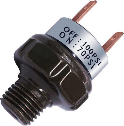 mankk Air Pressure Switch 70-100 PSI Thread 1/4" NPT 24V 12V DC Air Compressor Pressure Switch for Air Horn Train 70-100-1/4" NPT-BK