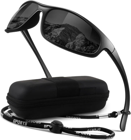 Polarized Sports Sunglasses Men Women,Wraparound UV400 Protection | Ultralight Sun Glasses for Driving Fishing