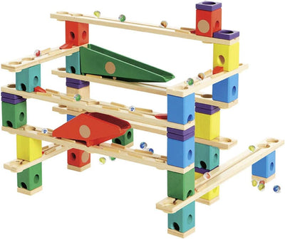 Hape Wooden Quadrilla Marble Run Vertigo Construction with Instruction| 134-PIECE STEM Educational Learning Toys for